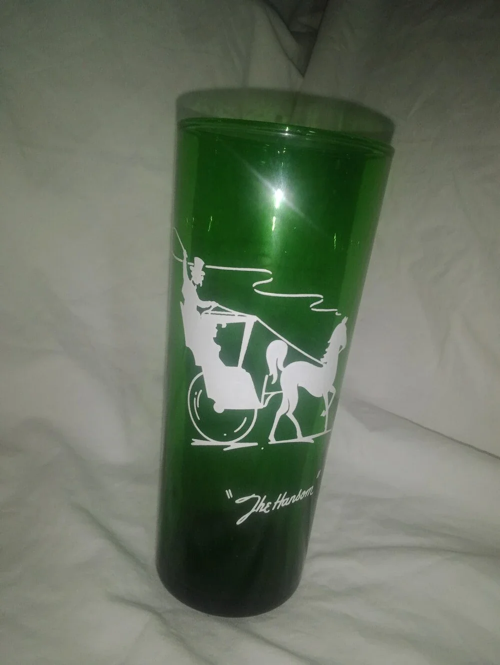Vintage The Hansom Carriage And Horse Collins Tumbler Drink Glass 6 1/2